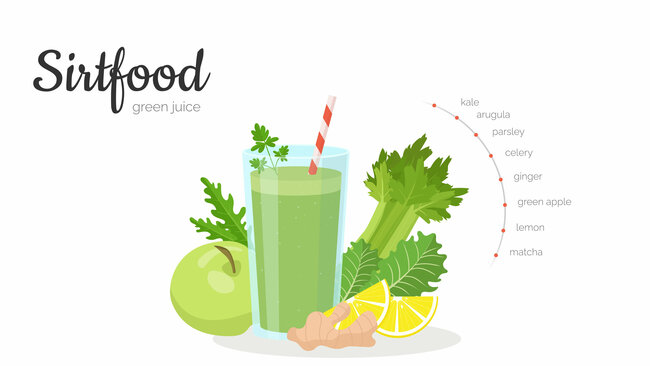Illustration zeigt Green Healthy Smoothie, Sellerie, Apfel und Ingwer