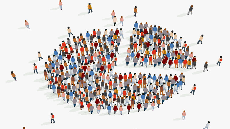 Illustration eines Tortendiagramms mit Menschen