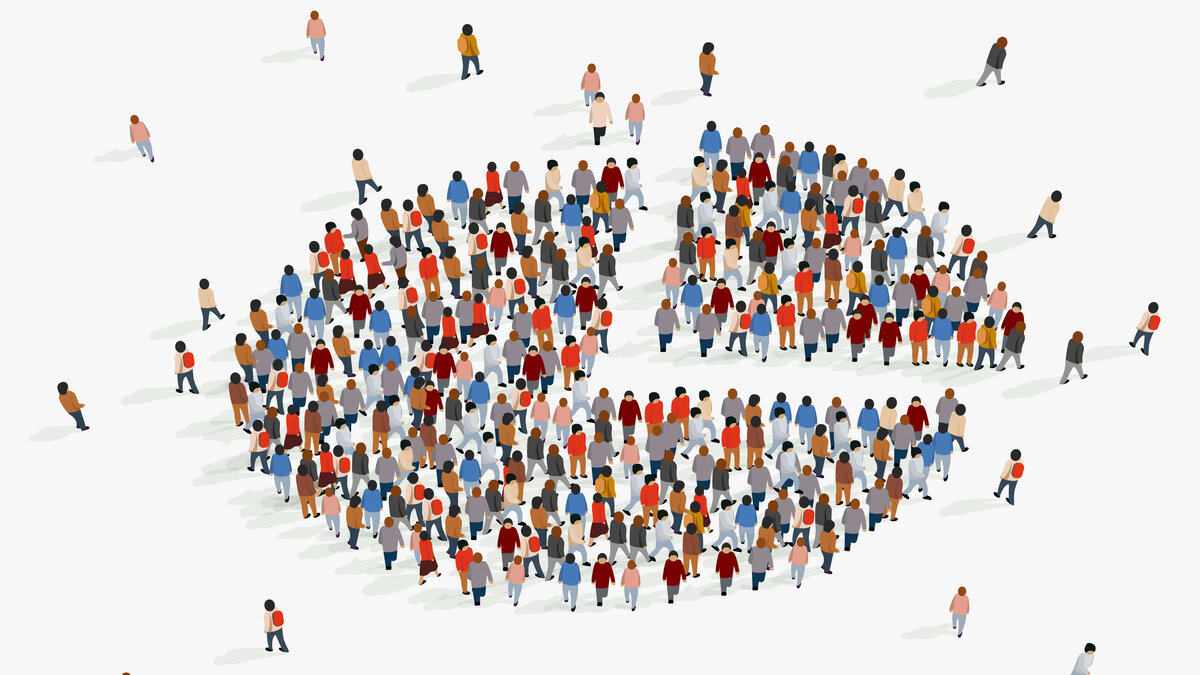 Illustration eines Tortendiagramms mit Menschen