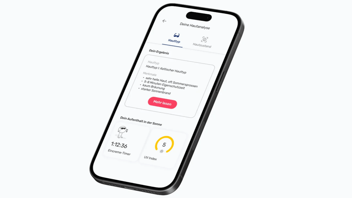 Handy mit Einblick in dermanostic-App