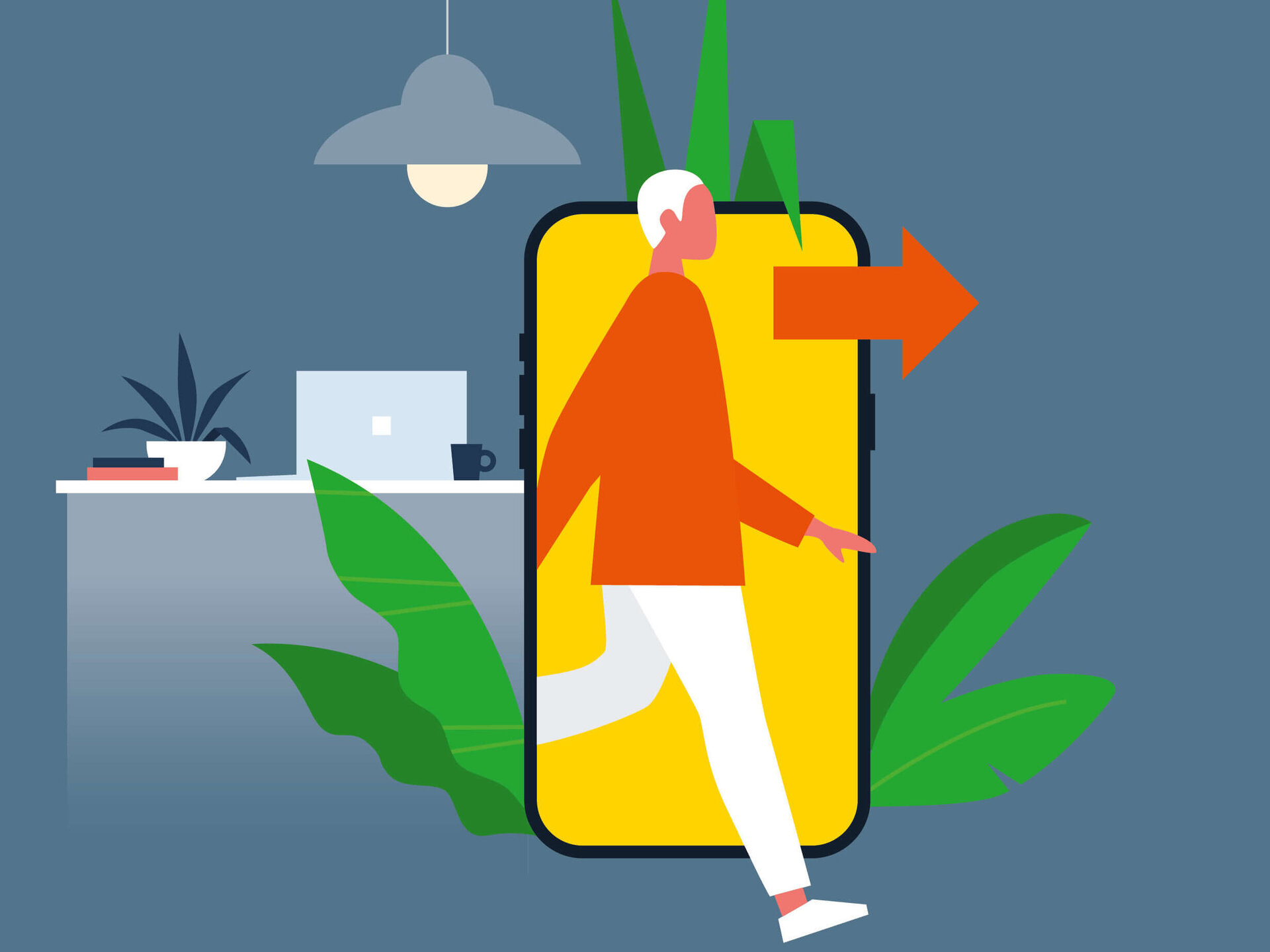 Illustration psychische Gesundheit, Offline, Relax, Ausschalten, Stress
