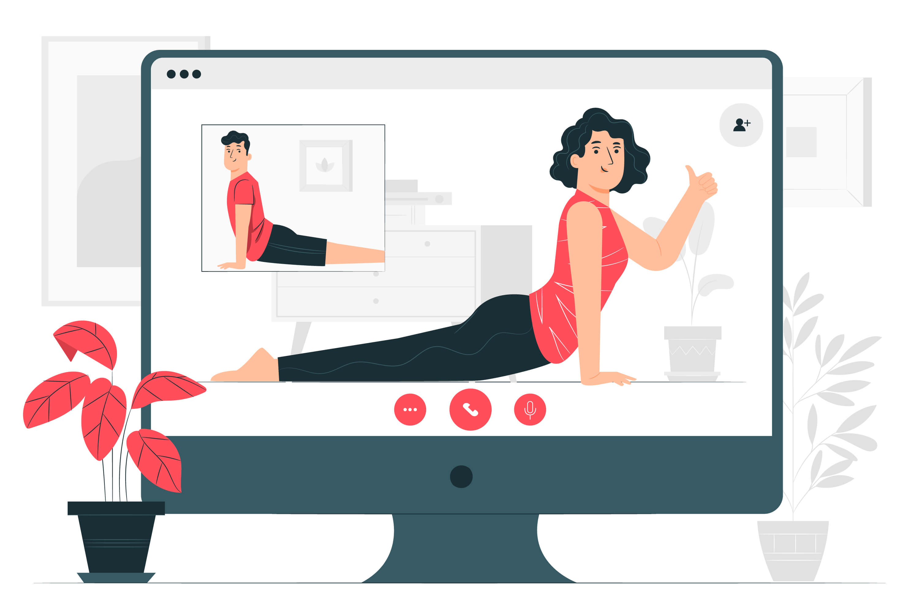 Online Health Coaching Illustration eines Online-Trainings