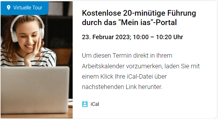 Virtuelle Tour "Mein ias"-Portal