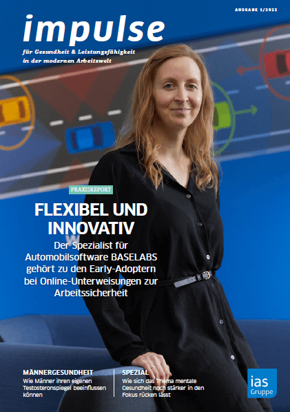 Das Cover der impulse, dem ias Kundenmagazin Ausgabe 1 2022 mit Laura Herrmann von Baselabs