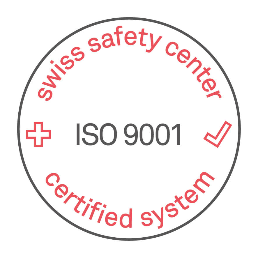 Logo der ISO 9001:2015 Qualitätsmanagement von Swiss Safety Center AG