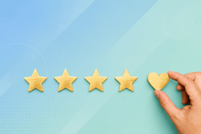 4 Sterne mit Herz für Google-Bewertung